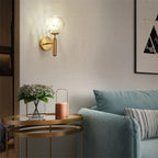 Nordic Brass Glass Globe Wall Sconce LED 1-Light