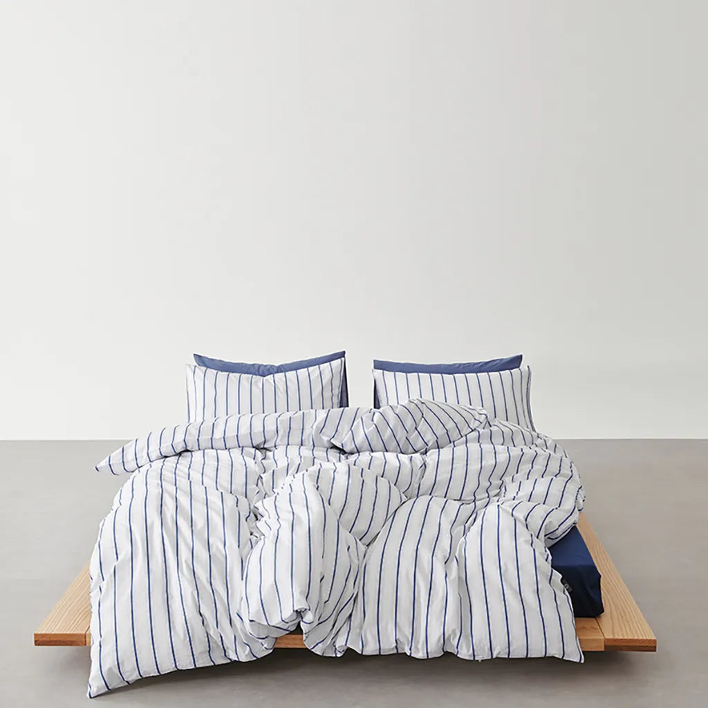 Harbor Stripe Duvet Cover Nautical Cotton Bedding Bedroom