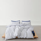 Harbor Stripe Duvet Cover Nautical Cotton Bedding Bedroom