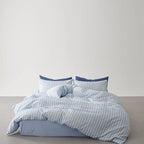 Harbor Stripe Duvet Cover Nautical Cotton Bedding Bedroom