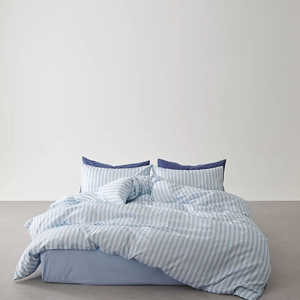 Harbor Stripe Duvet Cover Nautical Cotton Bedding Bedroom