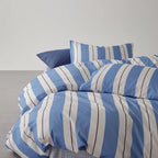 Harbor Stripe Duvet Cover Nautical Cotton Bedding Bedroom