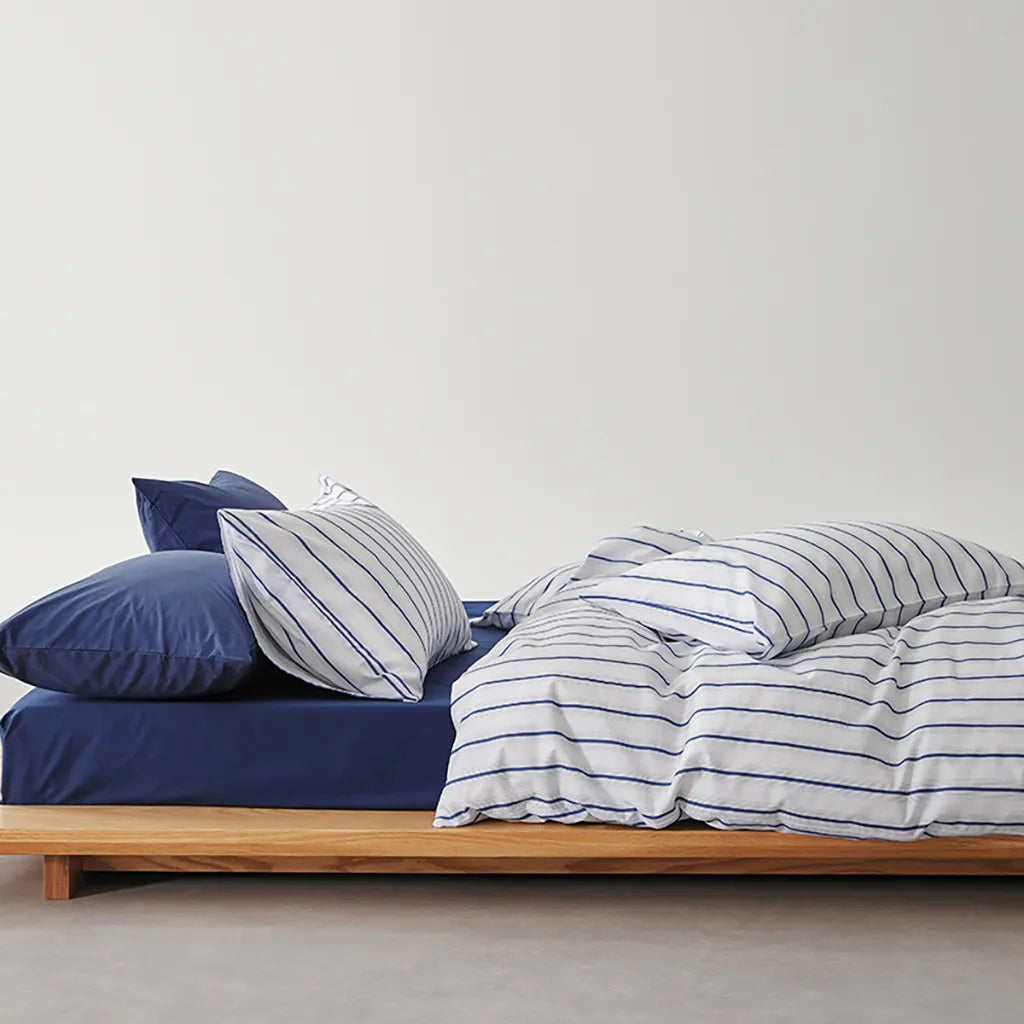 Harbor Stripe Duvet Cover Nautical Cotton Bedding Bedroom