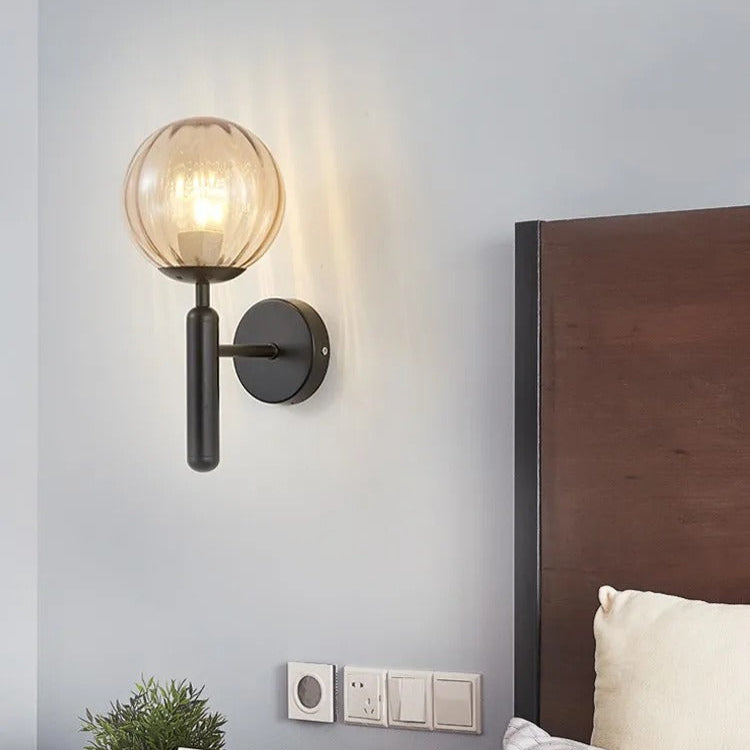 Nordic Brass Glass Globe Wall Sconce LED 1-Light