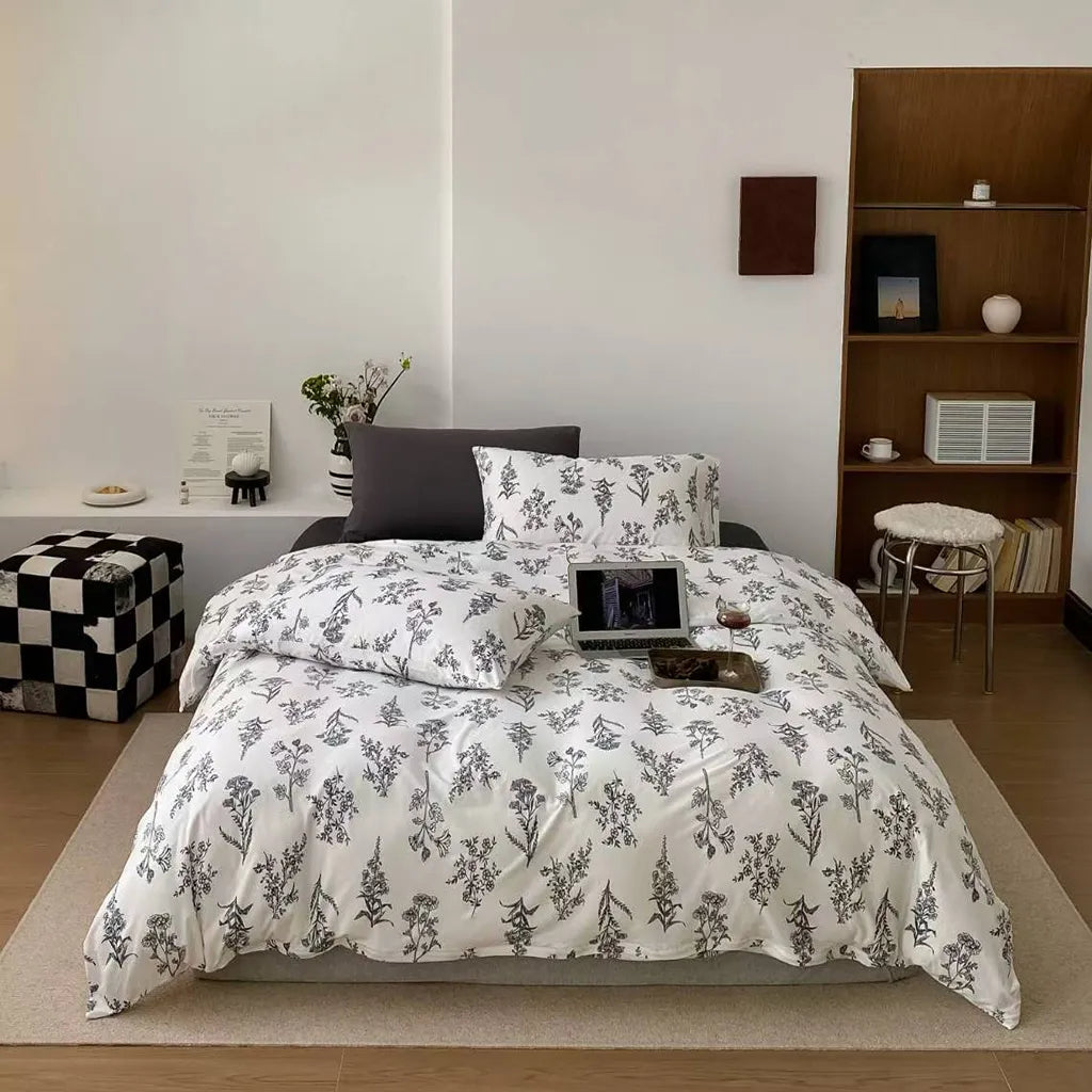 Herbarium Botanical Print Bedding Set Cotton Duvet Pillowcase