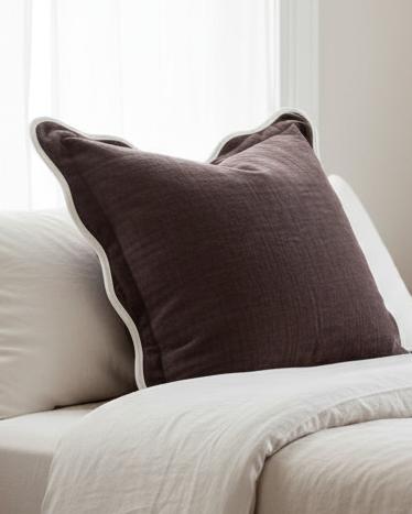 Chloe Extra Large Brown Square Scalloped Cushion Cover Sofa Decor