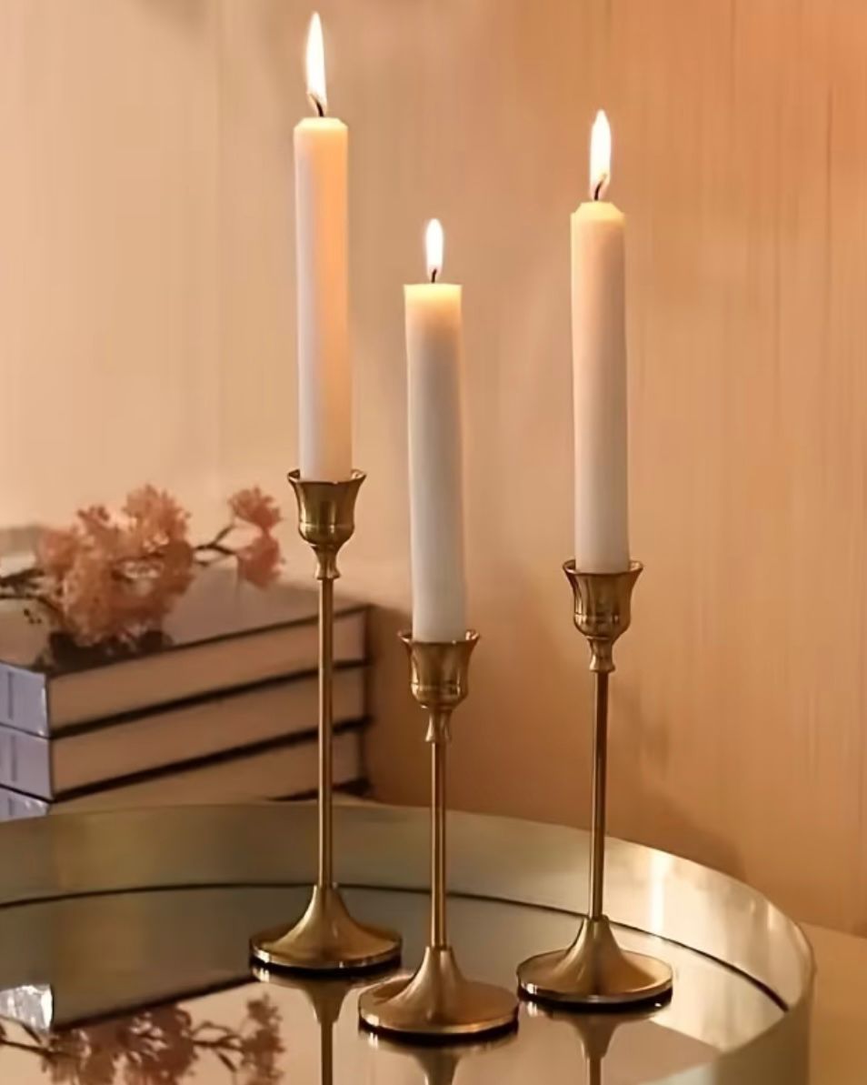 Antique Brass Effect Taper Candlestick Home Decor Glenbrookhome