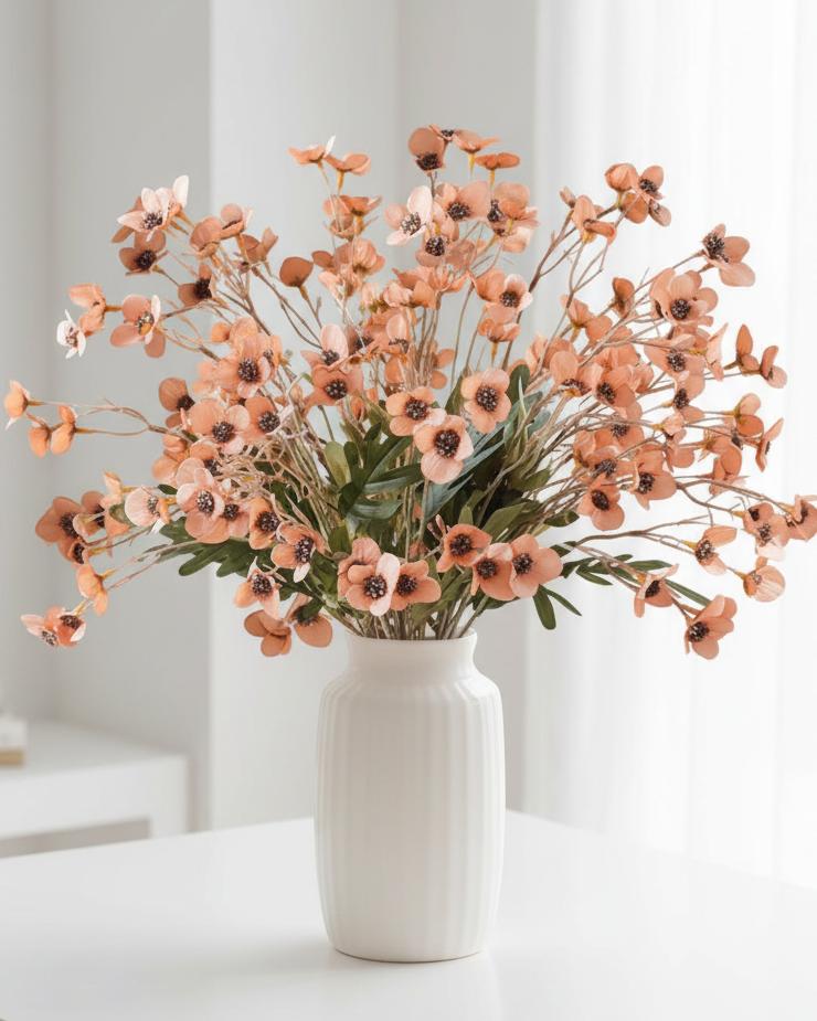 Artificial Orange Daisy Flower Stem Faux Botanical Home Decor
