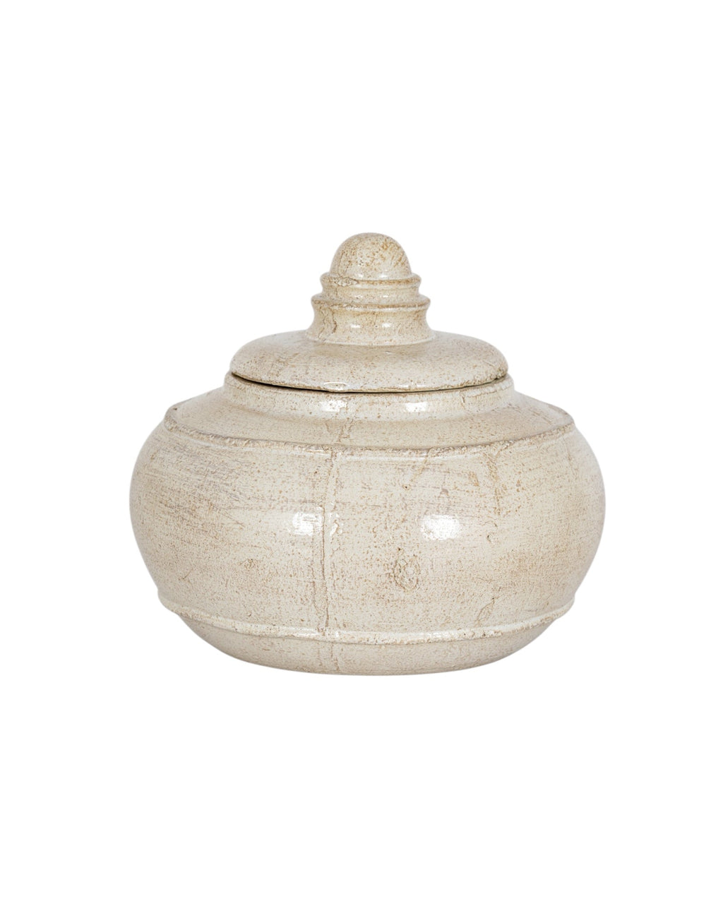 Tarn Neutral Glazed Lidded Pot Decorative Planter