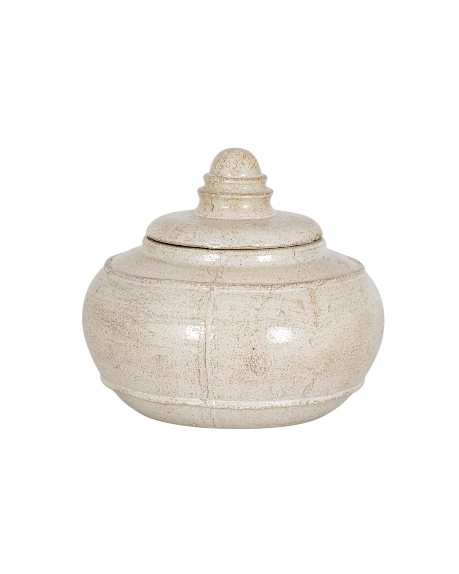 Tarn Neutral Glazed Lidded Pot Decorative Planter
