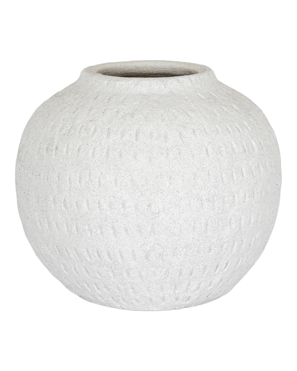 Ashen White Matt Round Vase Modern Home Decor