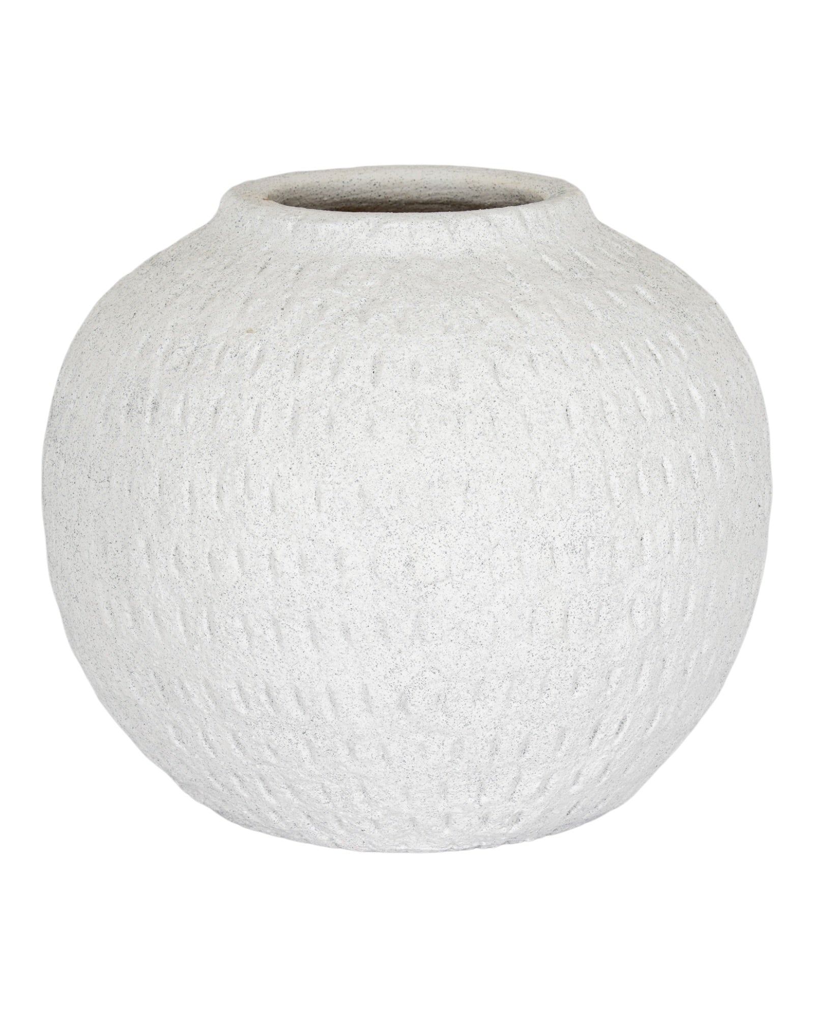 Ashen White Matt Round Vase Modern Home Decor