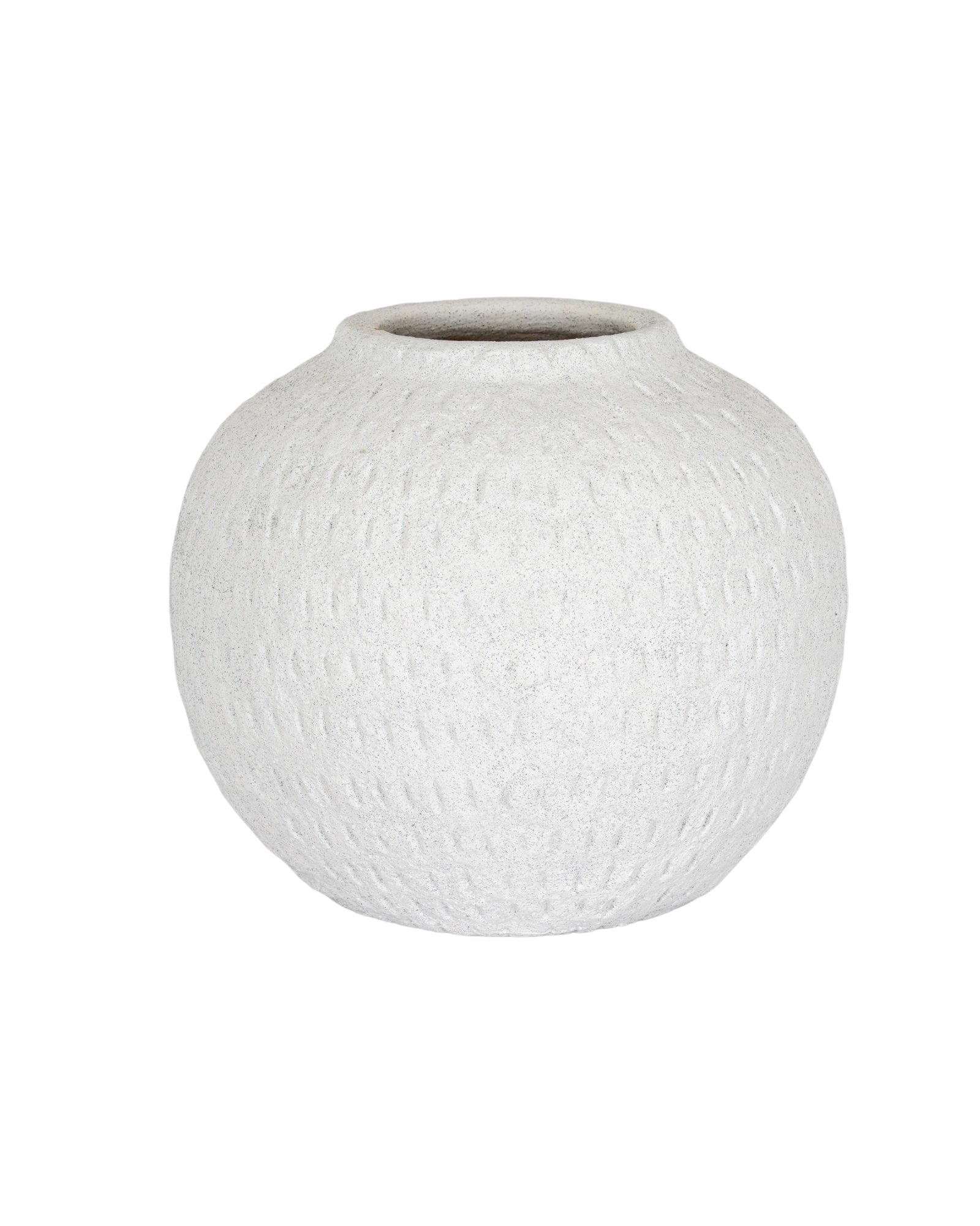 Ashen White Matt Round Vase Modern Home Decor