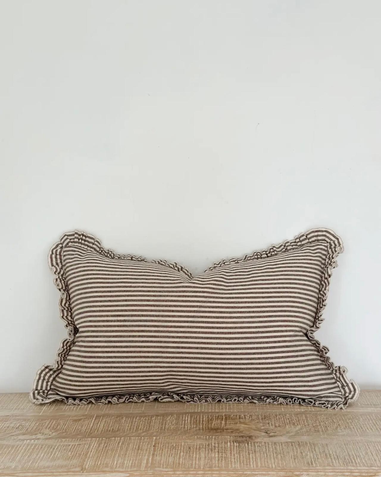 Darcy Chocolate Brown Pinstripe Cushion Cover Rectangle