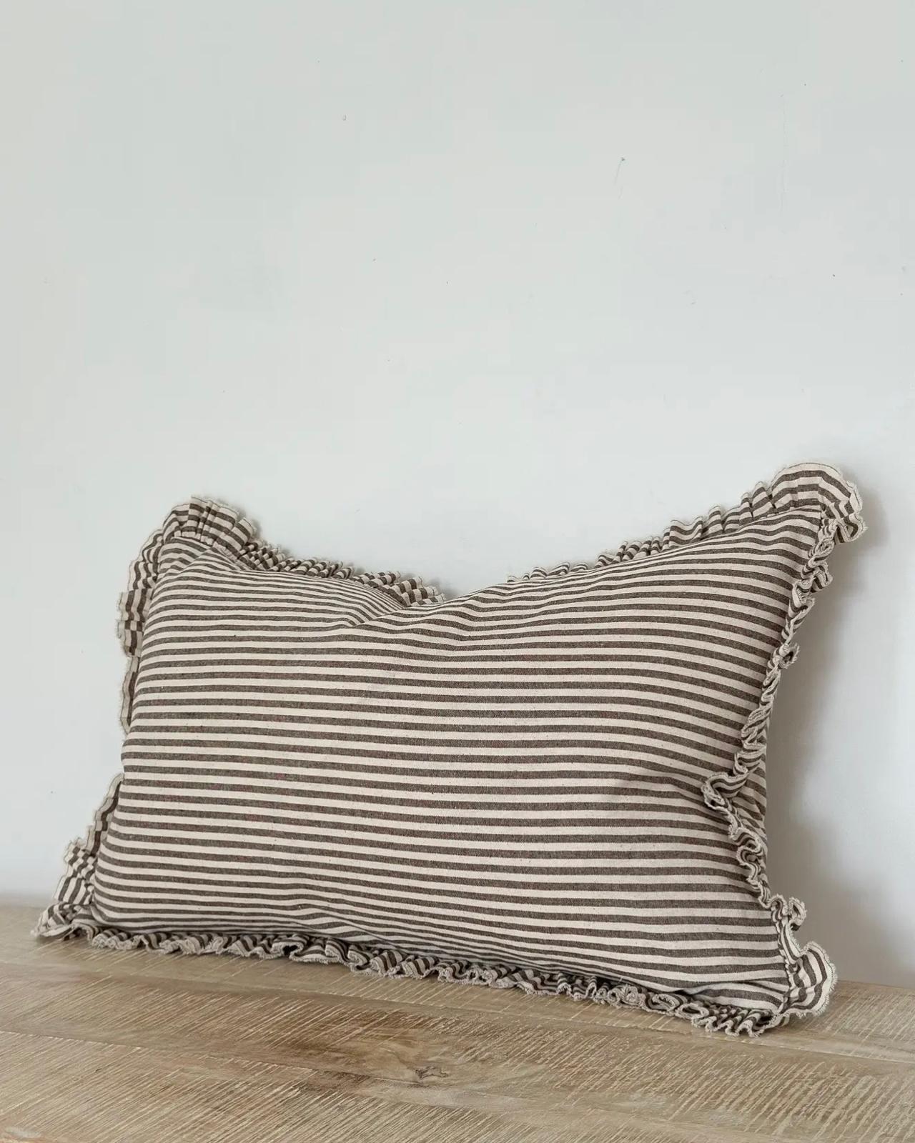 Darcy Chocolate Brown Pinstripe Cushion Cover Rectangle