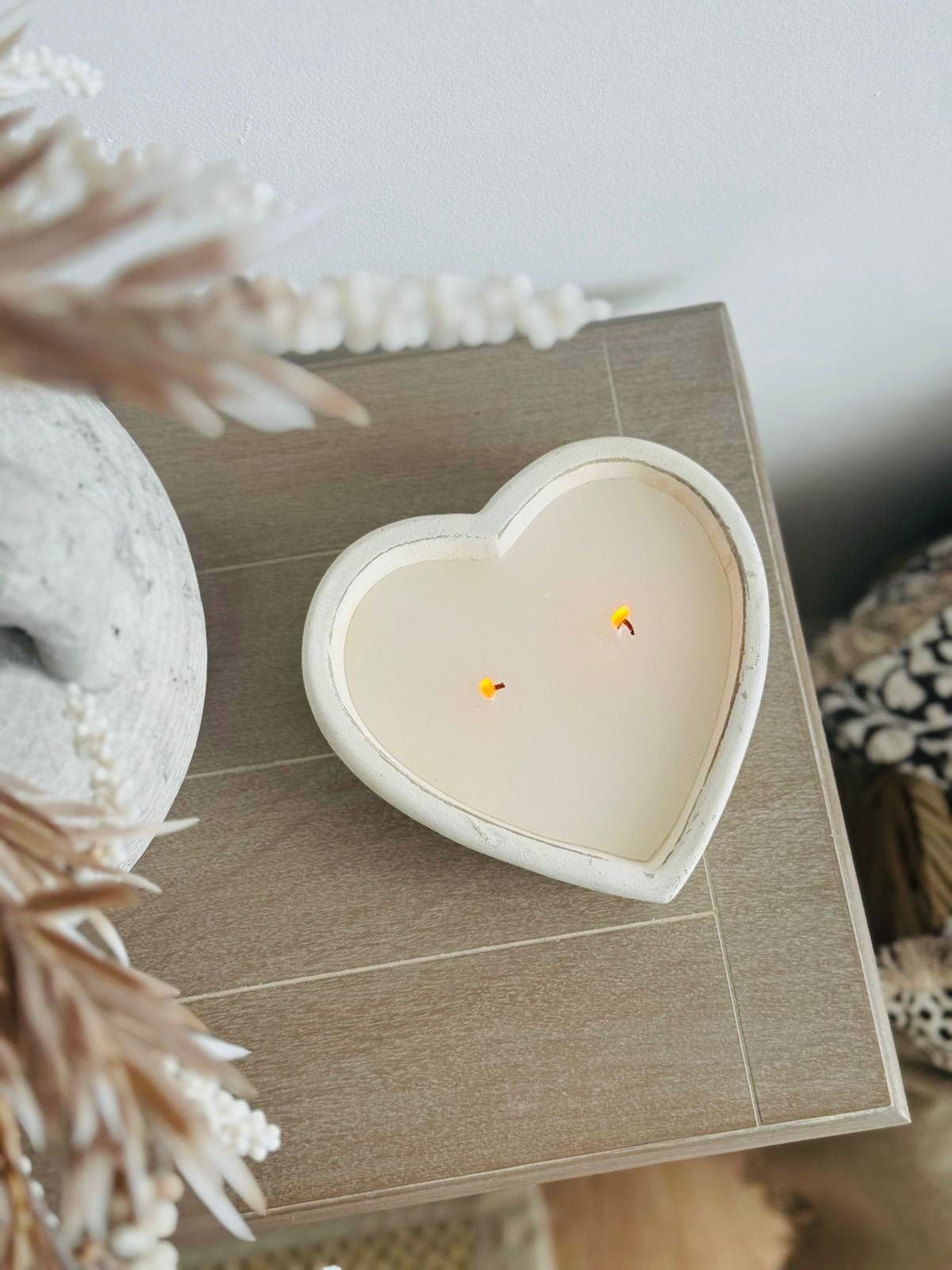 Rustic Stone Heart Candle Scented Home Decor Gift