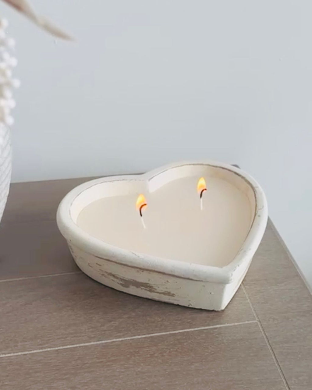 Rustic Stone Heart Candle Scented Home Decor Gift