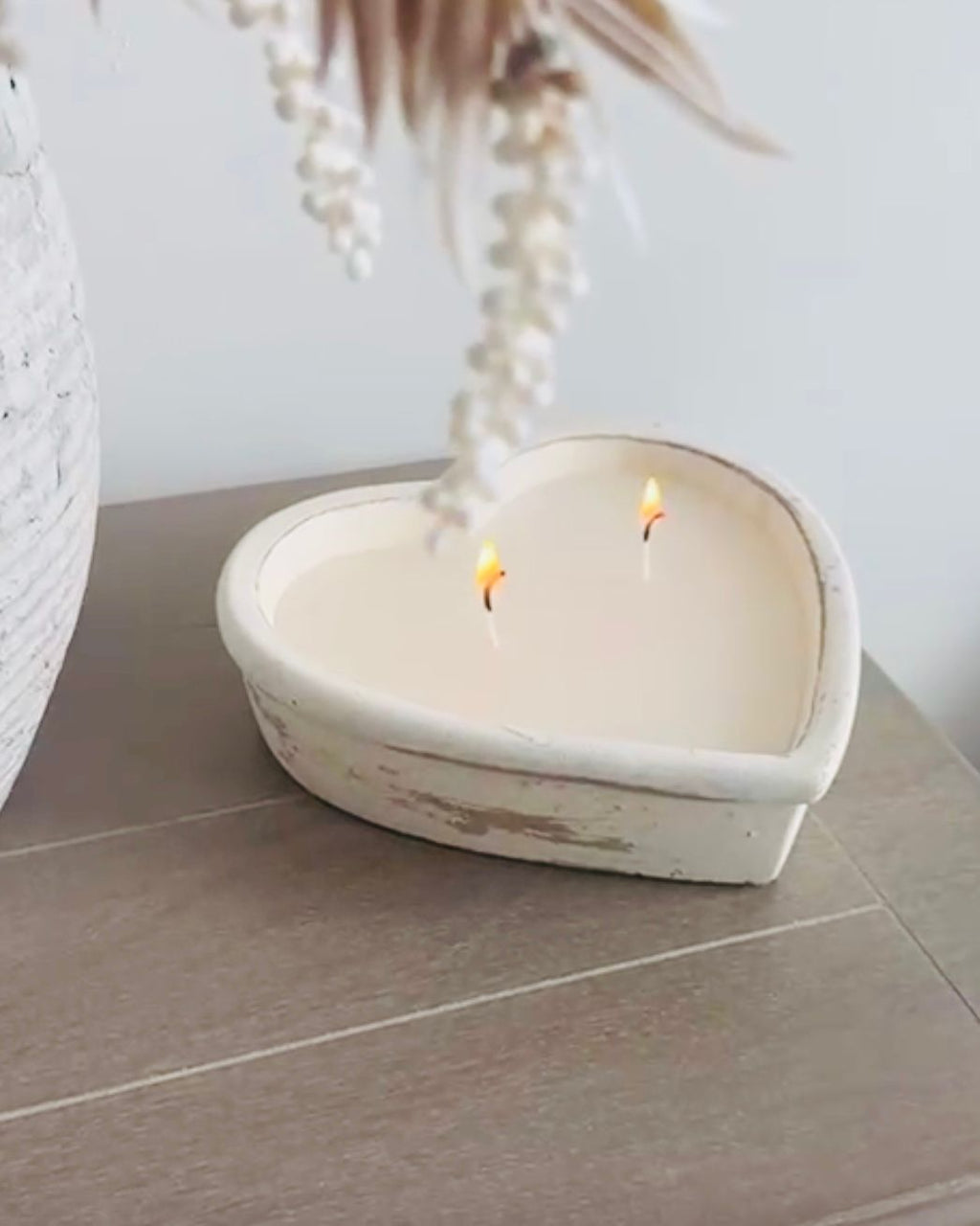 Rustic Stone Heart Candle Scented Home Decor Gift