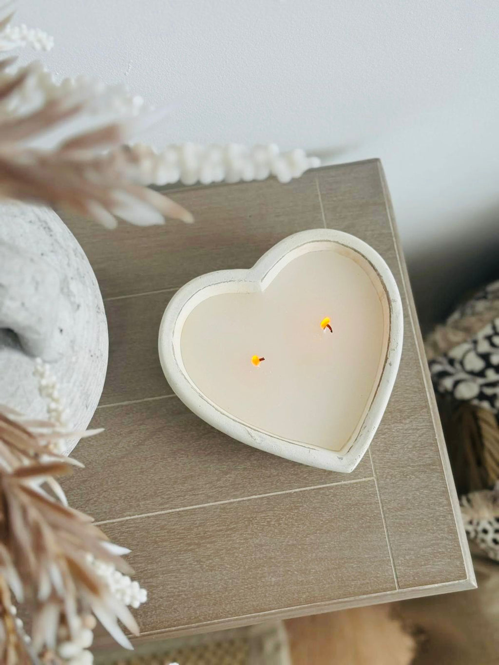 Rustic Stone Heart Candle Scented Home Decor Gift