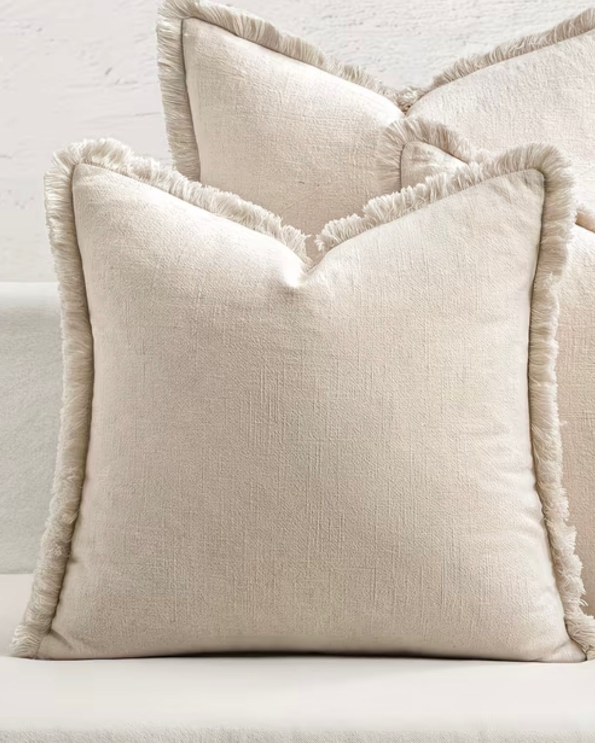 Frayed Edge White Cushion Cover Boho Cotton Pillow Case