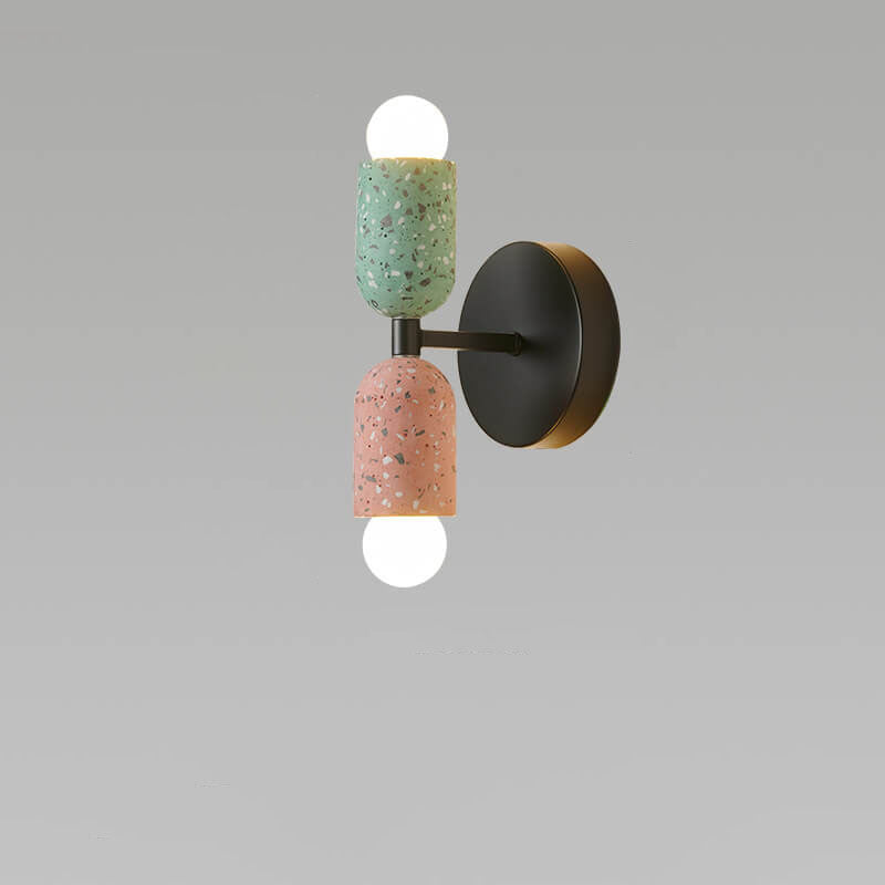 Japanese Wabi-Sabi Cement Cylinder Wall Sconce Lamp 2-Light