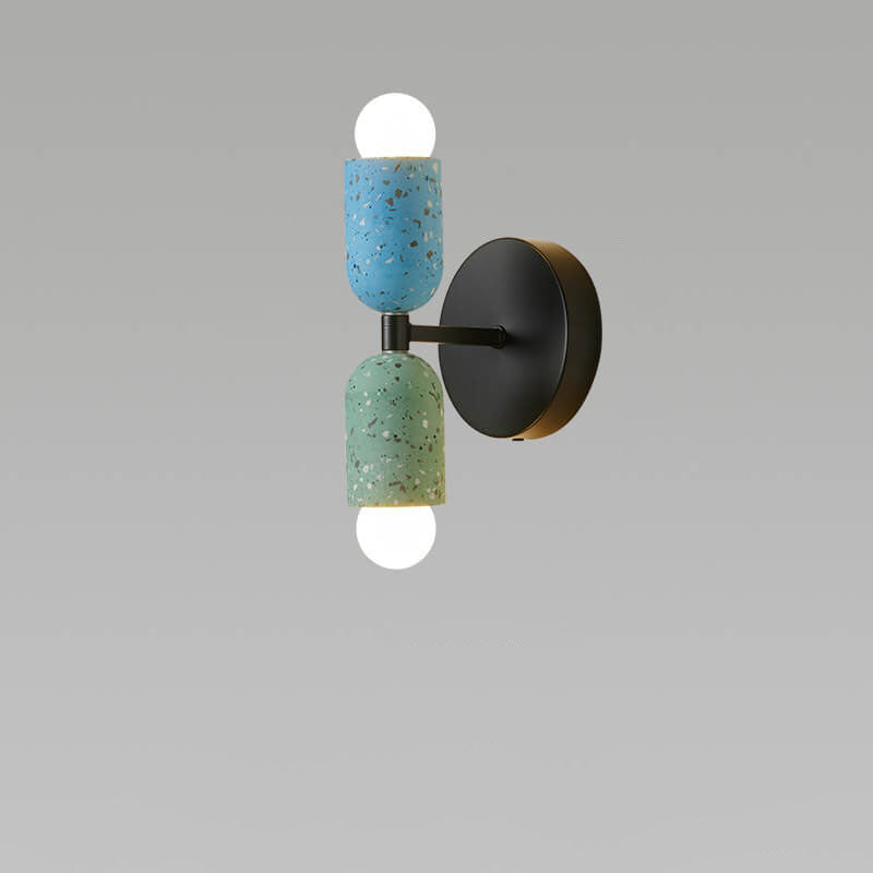 Japanese Wabi-Sabi Cement Cylinder Wall Sconce Lamp 2-Light