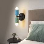 Japanese Wabi-Sabi Cement Cylinder Wall Sconce Lamp 2-Light