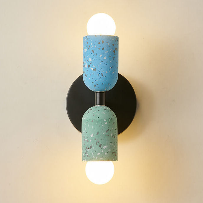 Japanese Wabi-Sabi Cement Cylinder Wall Sconce Lamp 2-Light