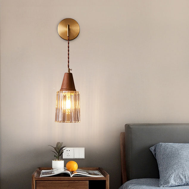 Japanese Glass Cone Wall Sconce Lamp 1-Light