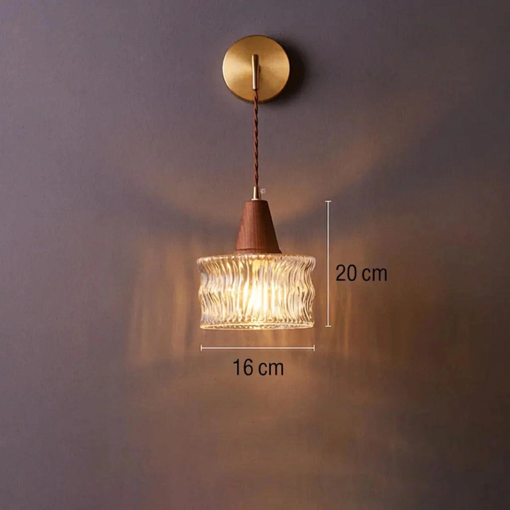 Japanese Glass Cone Wall Sconce Lamp 1-Light
