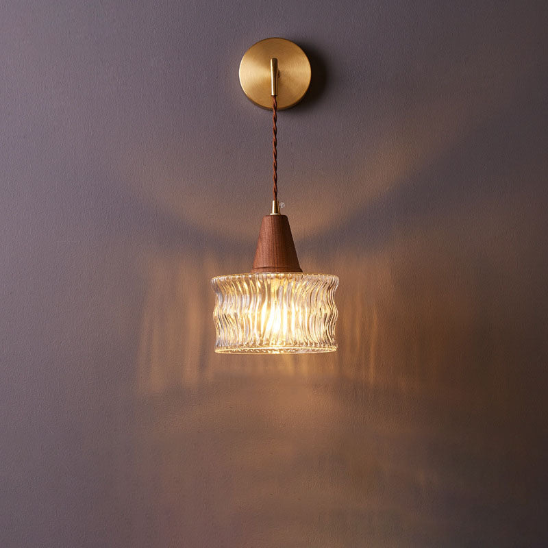 Japanese Glass Cone Wall Sconce Lamp 1-Light