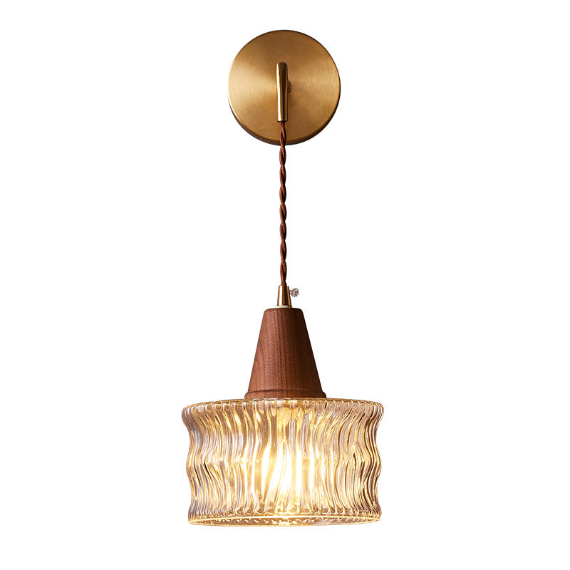 Japanese Glass Cone Wall Sconce Lamp 1-Light