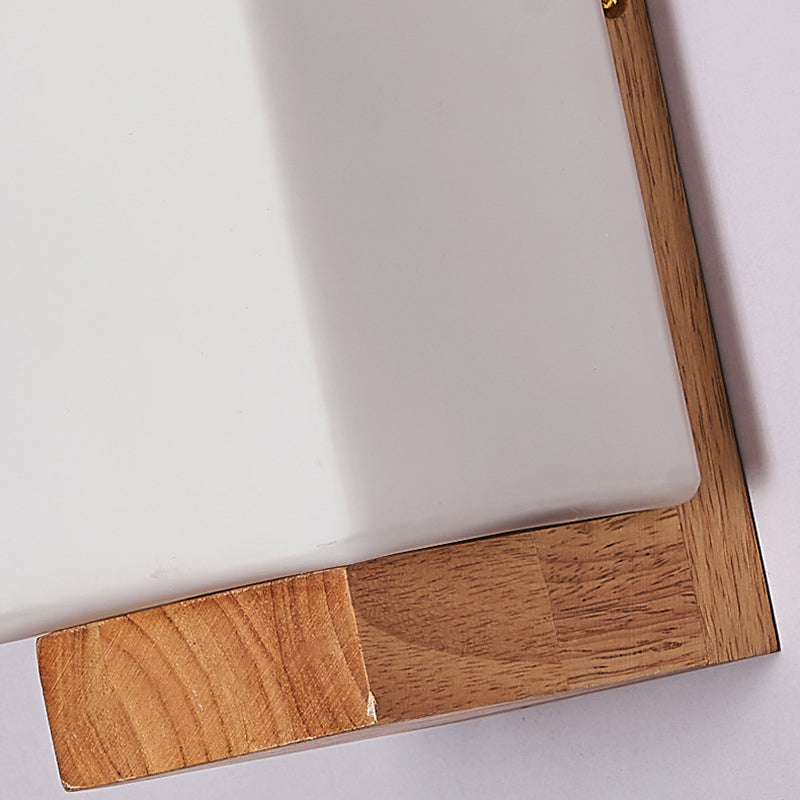 Japanese Wood Glass Rectangle 1-Light LED Wall Sconce Lamp