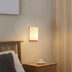 Japanese Wood Glass Rectangle 1-Light LED Wall Sconce Lamp