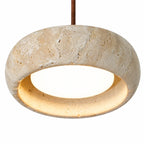 Kairi Natural Travertine Stone Vintage Cream Pendant Light