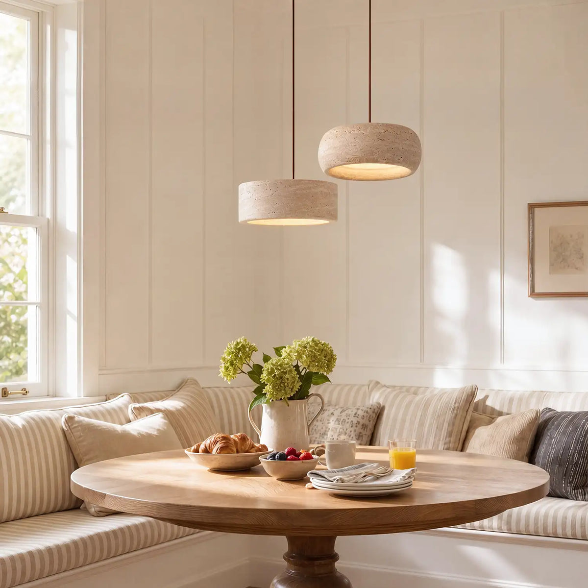 Kairi Natural Travertine Stone Vintage Cream Pendant Light