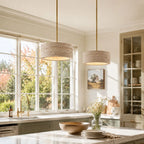 Kairi Natural Travertine Stone Vintage Cream Pendant Light