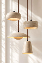 Kairi Natural Travertine Stone Vintage Cream Pendant Light