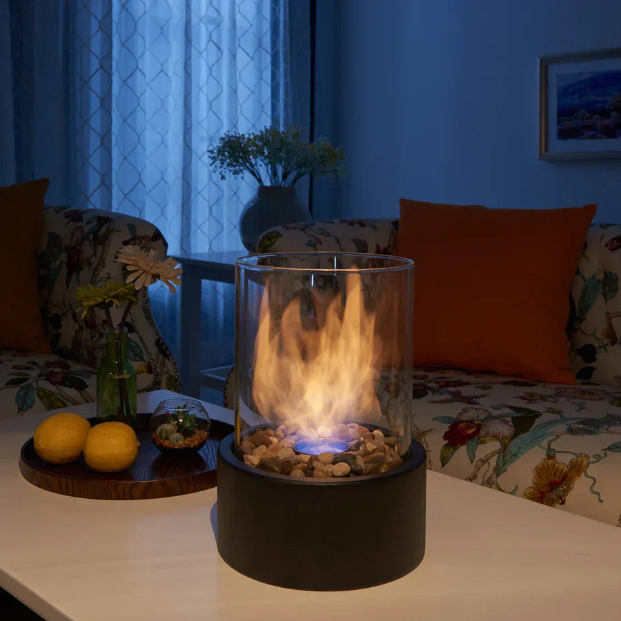 Modern Glass Tabletop Fireplace – Decorative Flame Bio-Ethanol Fireplace for Living Room