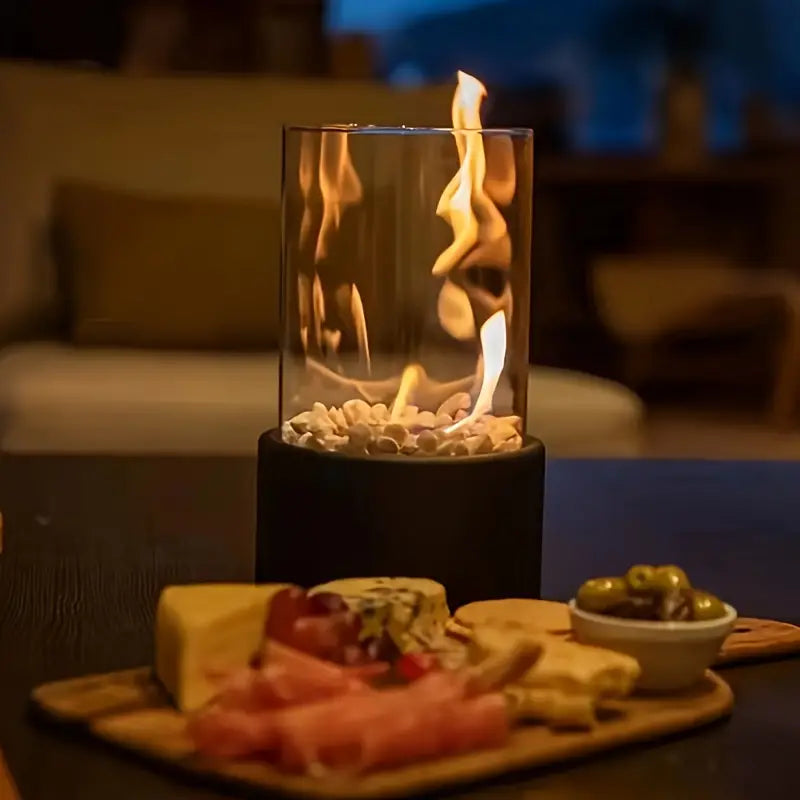 Modern Glass Tabletop Fireplace – Decorative Flame Bio-Ethanol Fireplace for Living Room