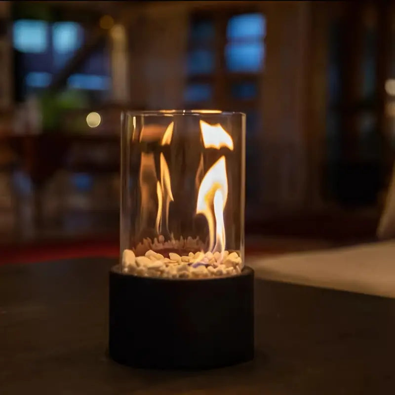 Modern Glass Tabletop Fireplace – Decorative Flame Bio-Ethanol Fireplace for Living Room