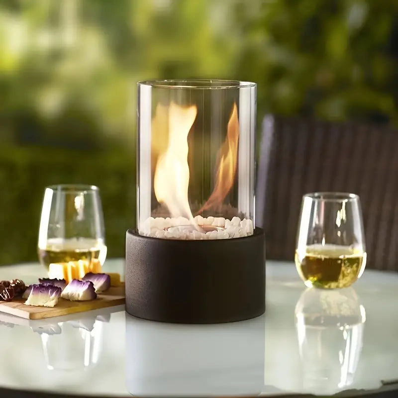 Modern Glass Tabletop Fireplace – Decorative Flame Bio-Ethanol Fireplace for Living Room