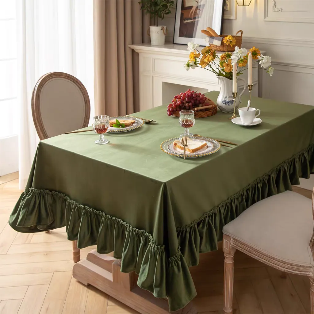 Luxe Ruffle Tablecloth Premium Cotton Linen Dining Table Decor