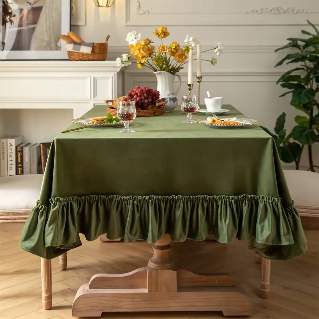 Luxe Ruffle Tablecloth Premium Cotton Linen Dining Table Decor