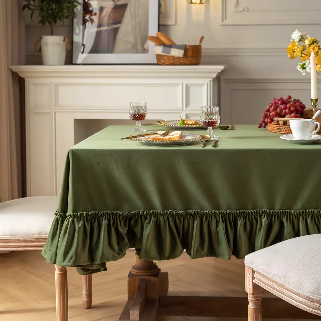 Luxe Ruffle Tablecloth Premium Cotton Linen Dining Table Decor