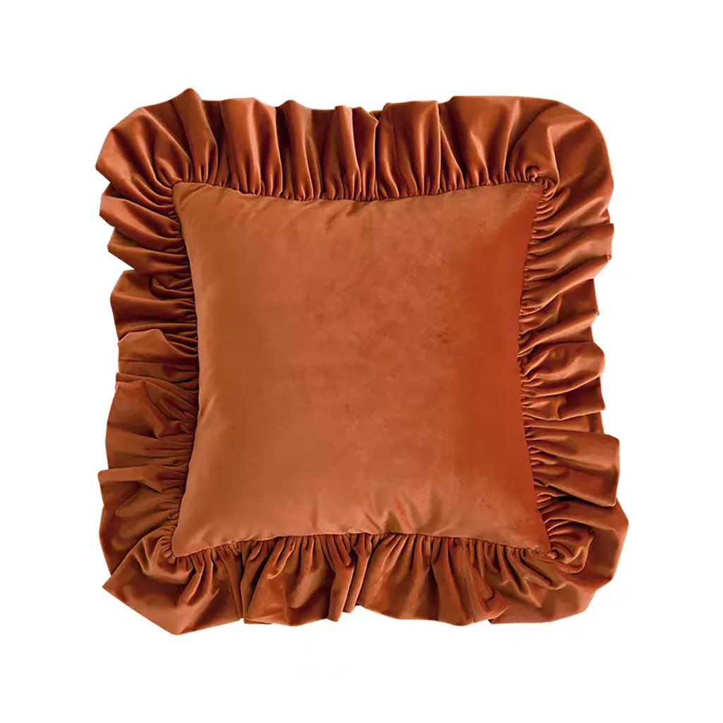 Luxury Velvet Ruffle Cushion Cover Elegant Soft Pillow Decor