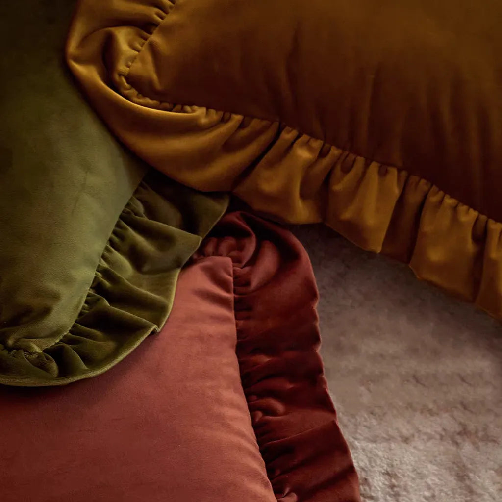 Luxury Velvet Ruffle Cushion Cover Elegant Soft Pillow Decor
