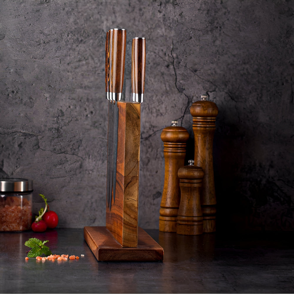 Lignum Magnetic Knife Holder Wooden Double-Sided Kitchen Knife Stand Glenbrookhome
