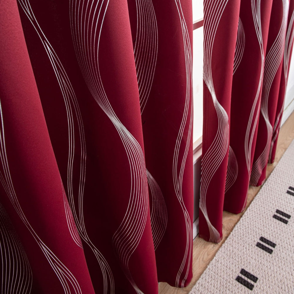Minimalist Blackout Wave Pattern Curtain - 1 Panel