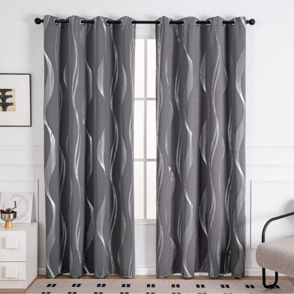 Minimalist Blackout Wave Pattern Curtain - 1 Panel
